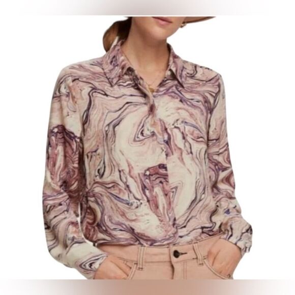 Scotch & Soda STARWATCHER Purple Marble Button Top small - Picture 1 of 7